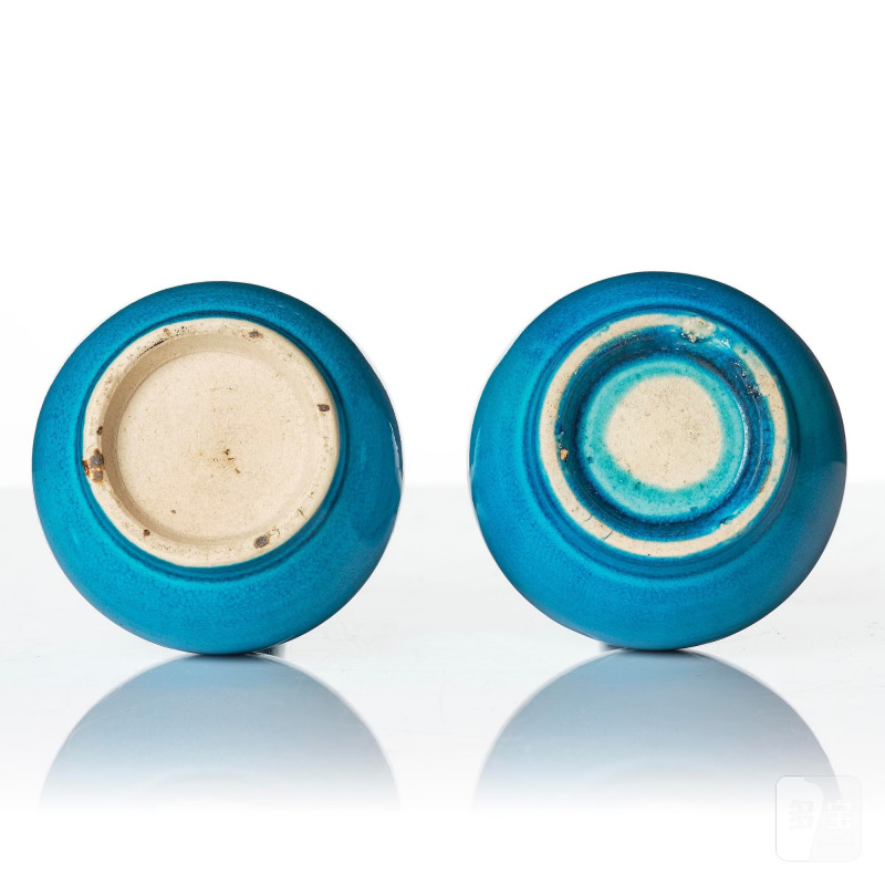 A pair of turquoise glazed vases, - 图7